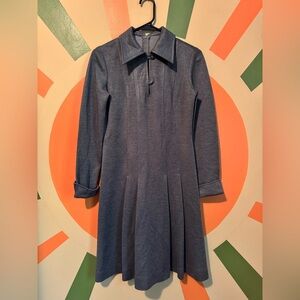 1970s vintage dagger collar grey dress